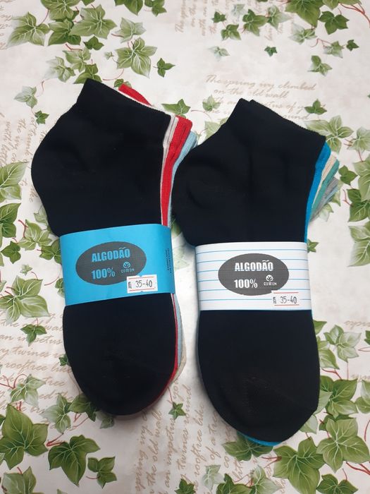 12 pares de meias novas curtas tamanho 35-40,  algodão