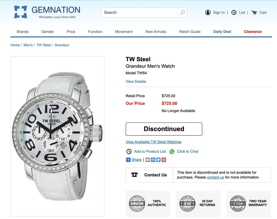 Чоловічий годинник TW Steel TW125 Chronograph 100m 59mm