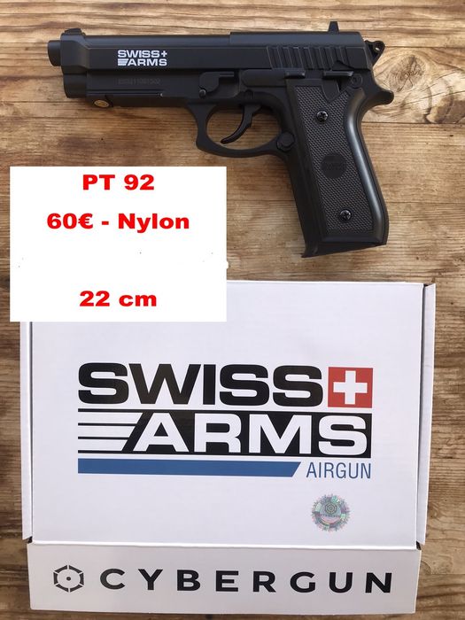 Pistolas Pressão de ar CO2 SEM blowback Borner  WC 401 - Crosman Wildcat - SwissArms PT92 e Jericho 941