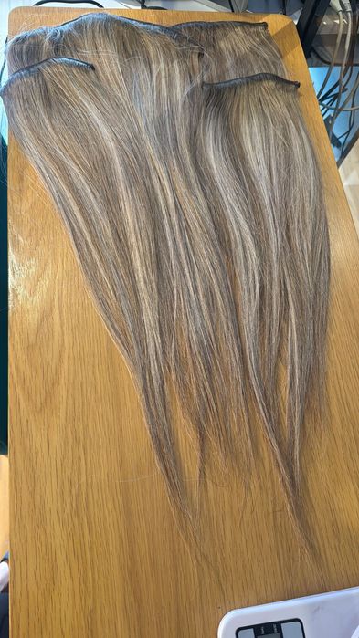 Tic tac de cabelo humano loiro liso 60cm