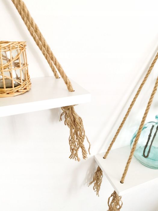 Handmade półki na jutowych sznurach dekoracyjne 2 sztuki