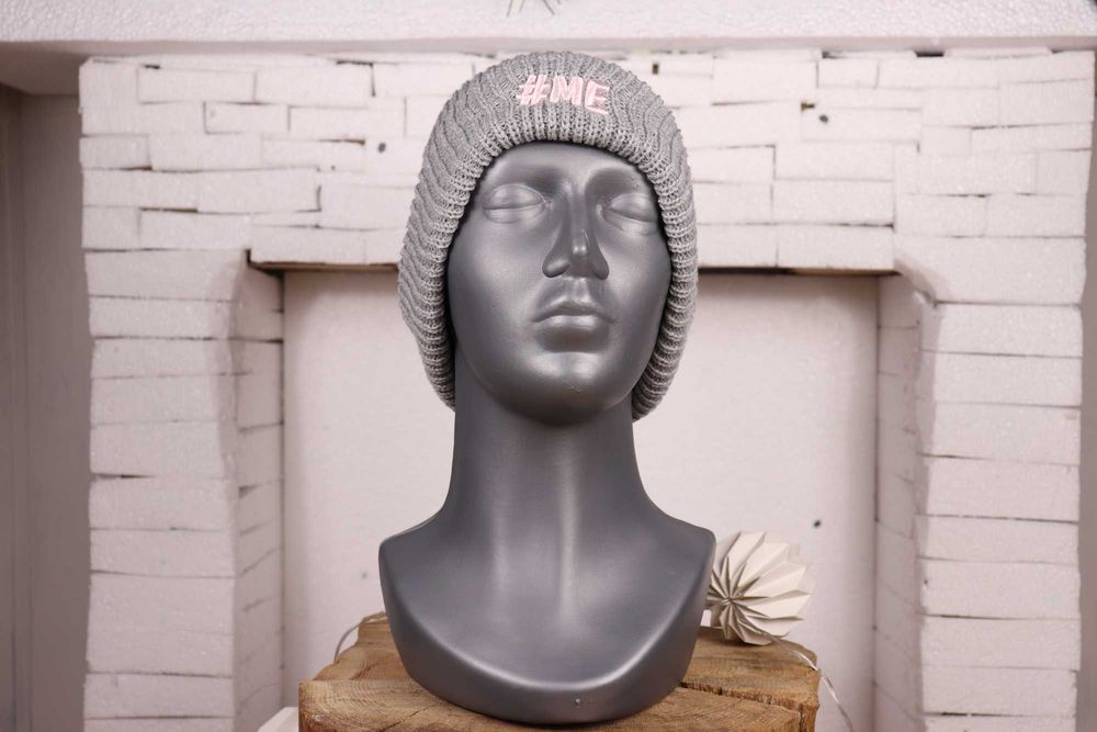 Czapka Jesienna Damska Zimowa Ciepła Szara Dziana Modna Beanie