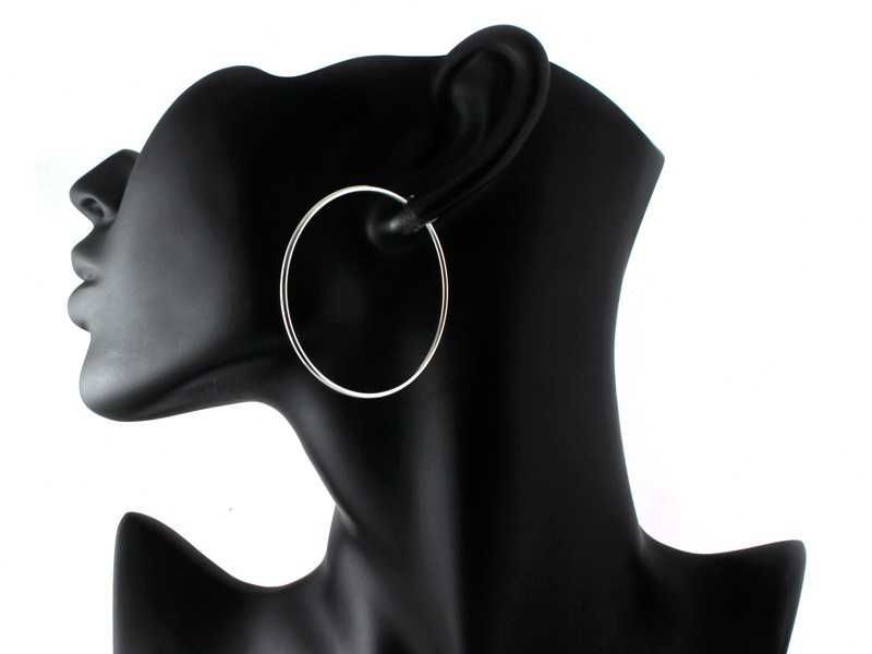 Supermodne SREBRNE kolczyki DUŻE KOŁA średnica 5 cm PRÓBA 925