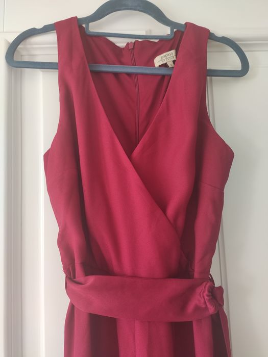 Papaya kombinezon burgundowy bordo wide leg 36 S wiśniowy