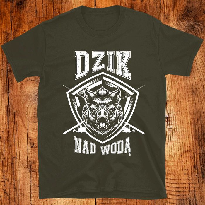 Koszulka wędkarska, Koszulka na ryby, wędka, dzik, wędkarz, spinning