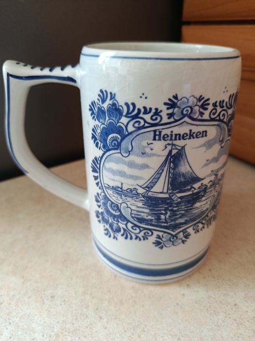 Śliczny stary kufel porcelana Delft
