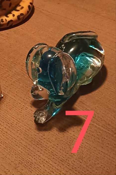 Veia e cachorro de vidro soprado Azuis