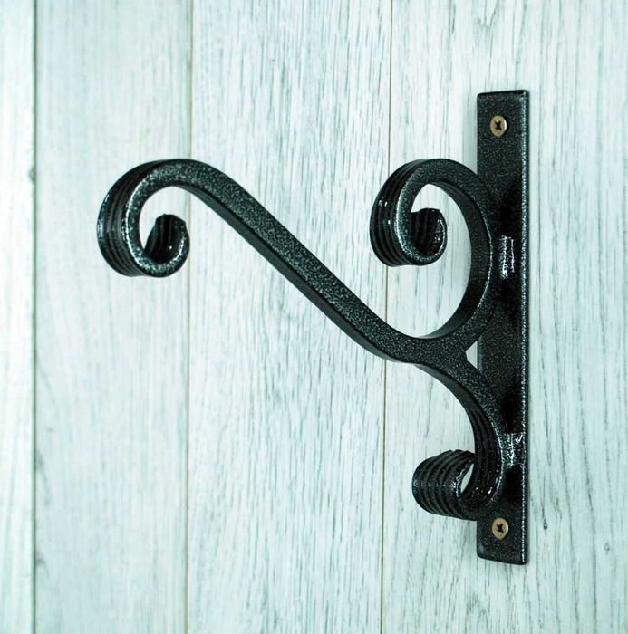 Wieszak Hak Uchwyt metalowy kuty na doniczkę - Srebrny Antyczny (W40)