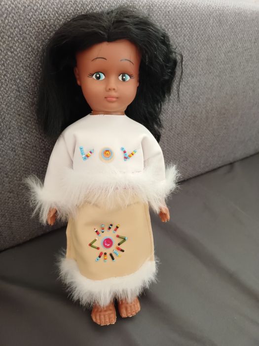 Stara lalka Indianka PRL, 29 cm