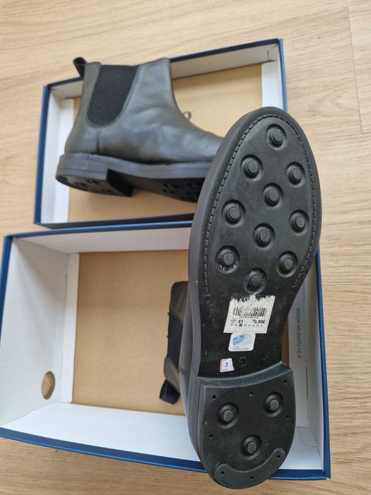 Botins UNISEXO Dustin NOVOS, pele preta, tamanho 41