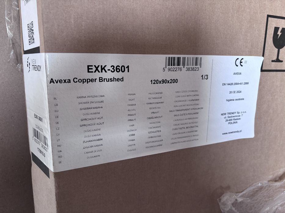 Szyby kabiny prysznicowej New trendy avexa