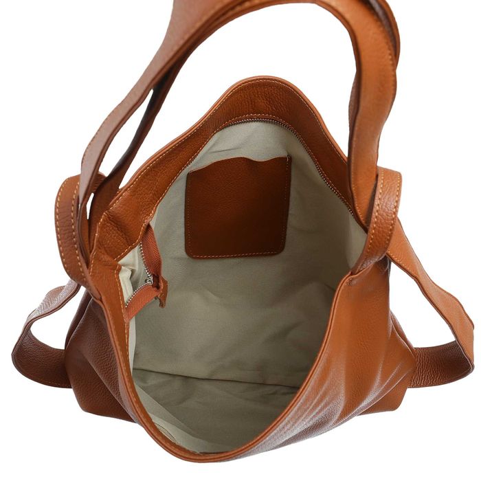 VERA PELLE torebka damska duża skórzana worek na ramię V511 jeansowa