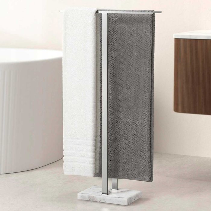 Wolnostojący wieszak na ręczniki z marmurem 84cm outlet nierdzewna