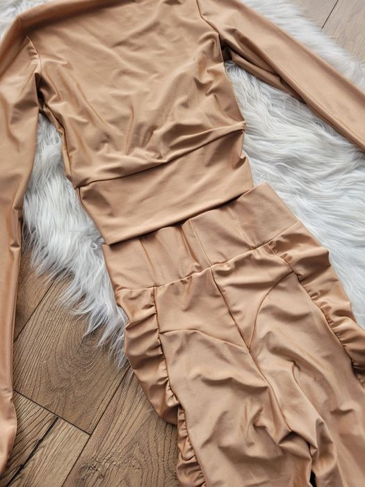Komplet Lycra La loca top I leginsy złoty Gold
