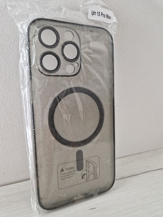Glitter Magsafe Case do Iphone 15 Pro Max czarny clear