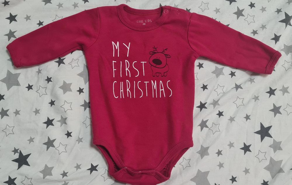 Новорічний боді my first Christmas 3-6 місяців