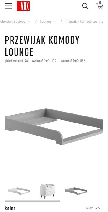 Przewijak VOX Lounge szary + VOX materacyk