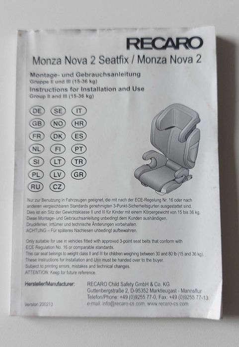 fotelik samochodowy Recaro Monza Nova 2 Seatfix