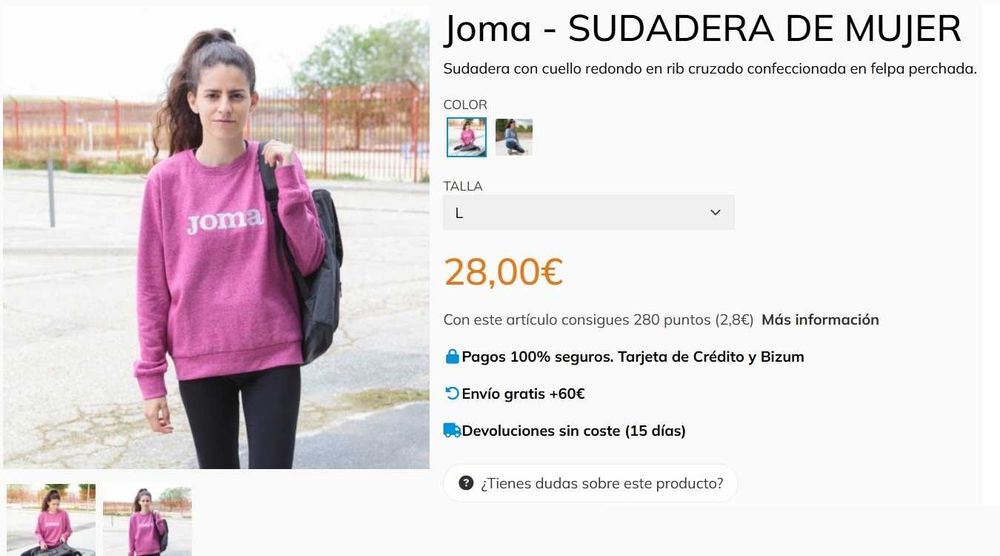 Sweatshirt cardada Joma - XS - Nova com etiqueta
