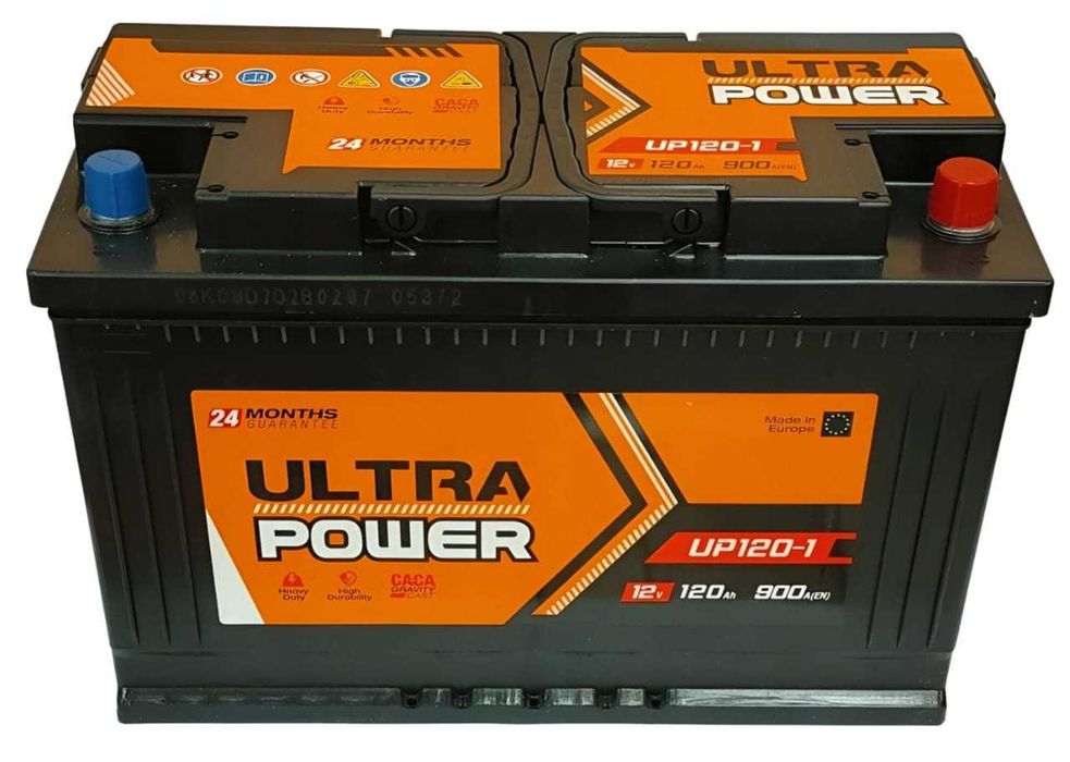 Akumulator Ultra Power 12V 120Ah 900A (Ukraina, Mocny, Odlewana Płyta)