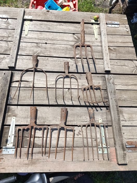 Вила радянські металеві для сіна кнопки городу саду ссср зігнуті