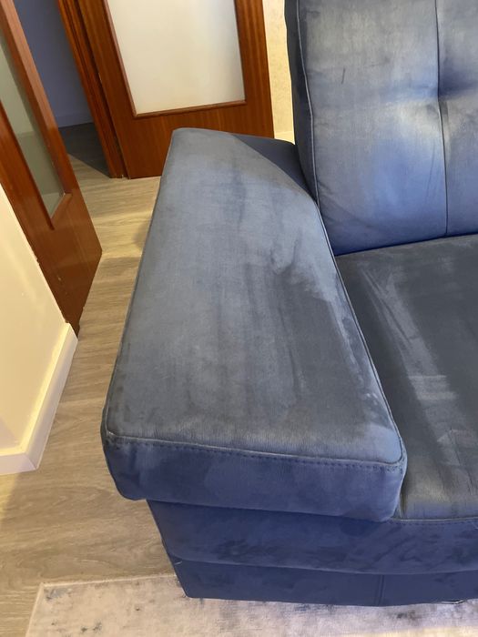 Sofá Chaise-long Azul - lavável e anti-danos