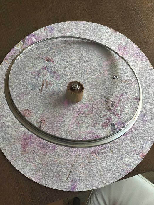 Pokrywka szklana z drewnianym uchwytem średnica 25cm kod1118