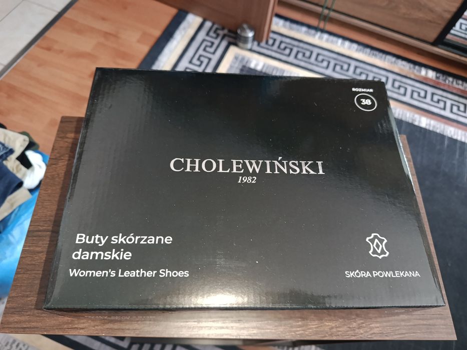 Nowe skórzane buty sneakersy Cholewiński czarne 38