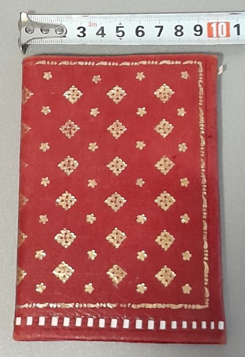 Carteira marroquina vintage em couro vermelho com dourado