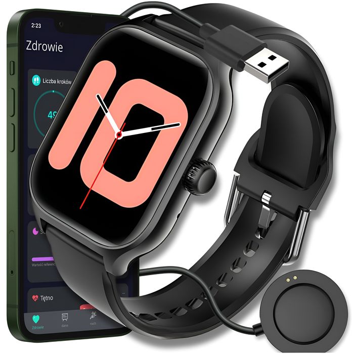 Smartwatch Męski Damski Zegarek Rozmowy J.polski Tętno Ciśnienie Tlen