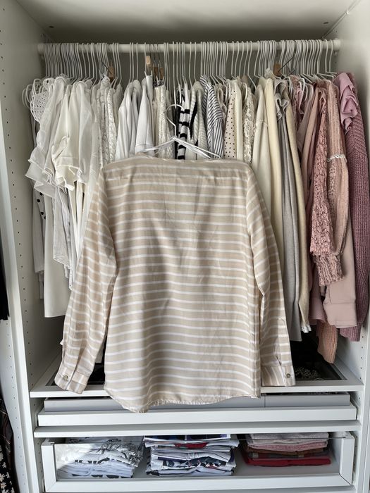 Beżowa koszula w białe paski Calvin Klein M