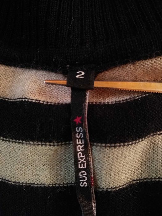 SUD Express  Francuski damski sweter z golfem, 50% Merino, Rozmiar M-L