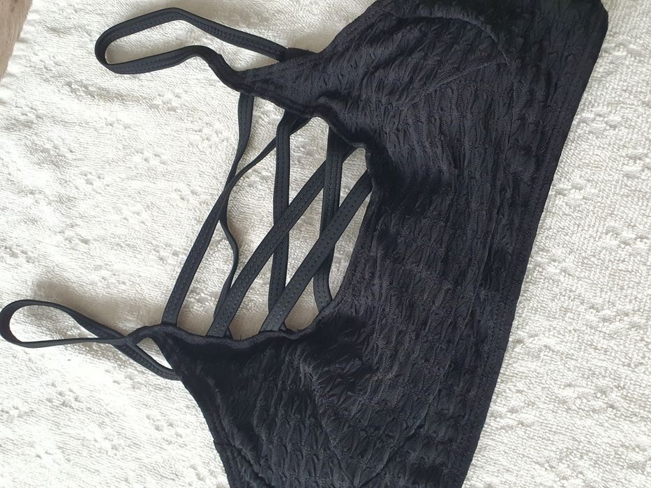 Zjawiskowe czarne bikini dwuczęściowy kostium kąpielowy