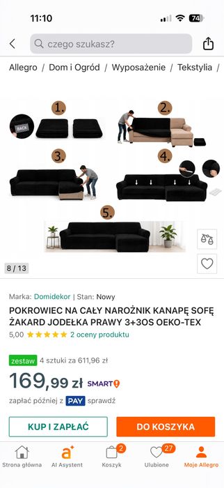 Pokrowiec na kanapę narożną