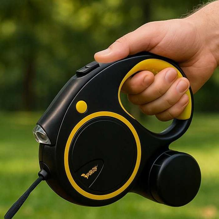 Smycz dla Psa Kota Automatyczna z Latarką Zwijana Pojemnik z Blokadą