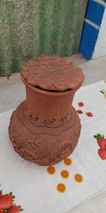 Глечик глиняний з кришкою старовинний ручна робота