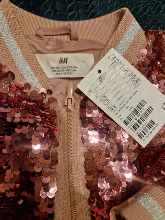 Nowa kurtka bluza bomberka cekiny odwracane h&m hm jednorożec  116