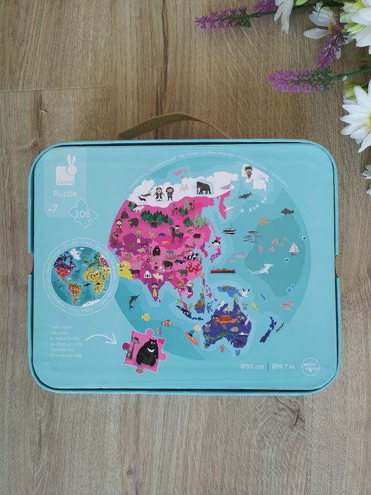 Puzzle dwustronne w walizce Janod "Błękitna planeta"