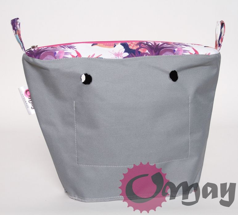 organizer OBAG MINI tukany kolorowe palmy RÓŻ 2 kieszenie wkład OMAY