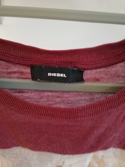 DIESEL bordowy t-shirt róża unisex r. S