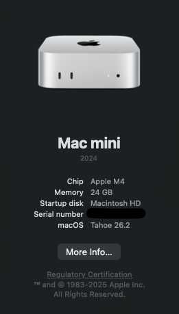 Mac Mini | M4 | SSD 512GB | 24GB RAM