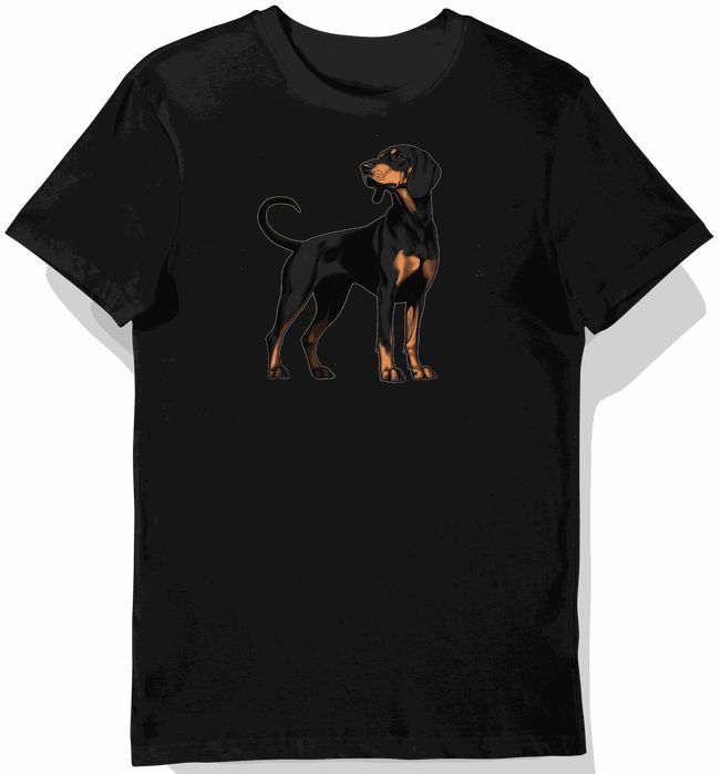 Koszulka męska czarna z grafiką Black and Tan Coonhound L