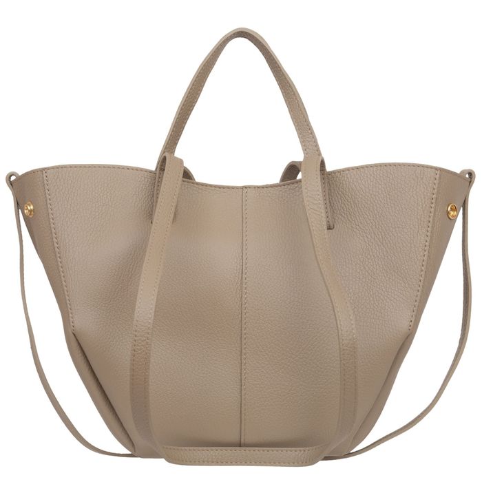 VERA PELLE torebka damska skórzana shopper mała rozpinana V695 beżowa