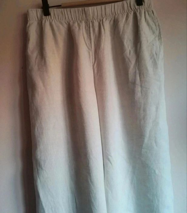 Lniane spodnie z szerokimi nogawkami H&M
