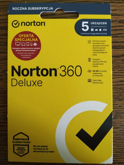 Norton 360 Deluxe, roczna licencja na 5 urządzeń