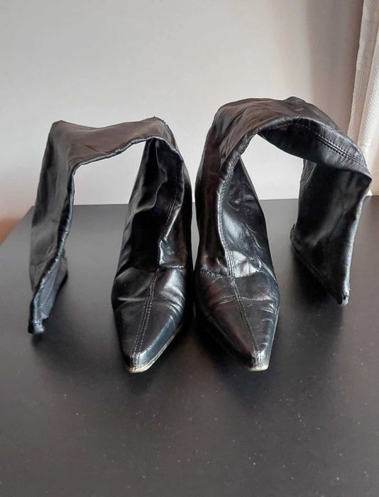 Black High-Heeled Boots Size 34