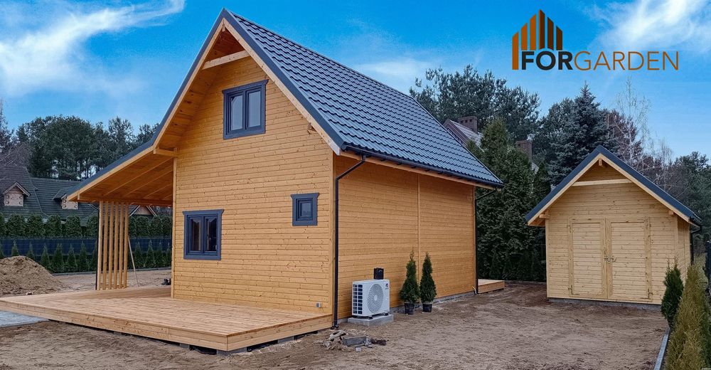 dom drewniany, całoroczny z poddaszem 35m2