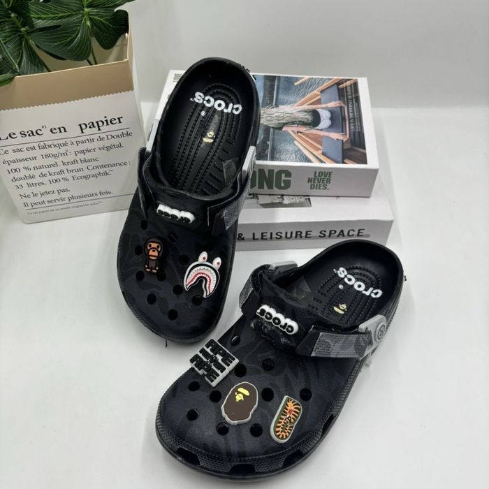 Кросы маквин с бирками Crocs бейп bape камфляж Крокси тапки крокси  Clog Lightning  40 розмір