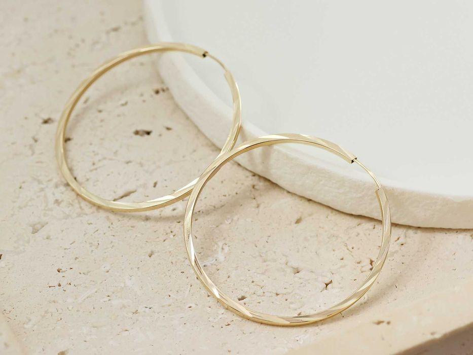 Kolczyki złote duże kółka zdobione szarniry 40 mm PR 585