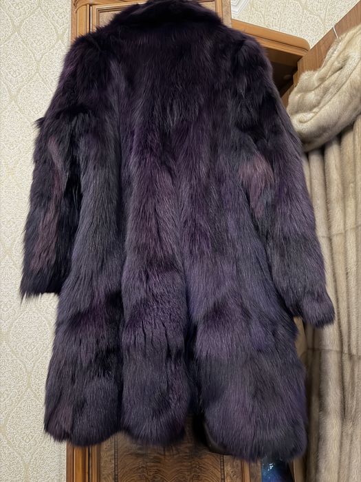 Шуба з лисиці фіолетова натуральна